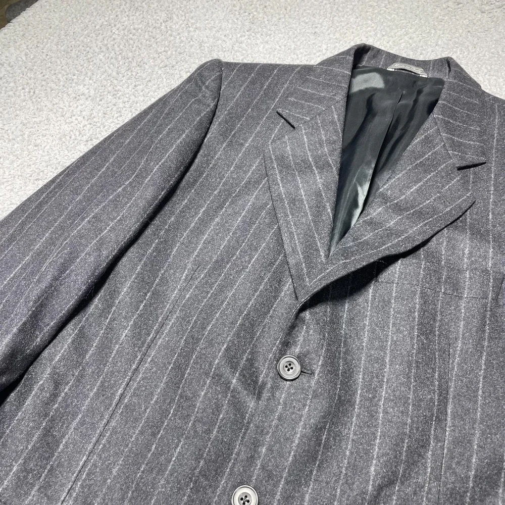 Banana Republic Suit Jacket‎ Mens Size 42L Gray Pinstripe 3 Button Made Italy